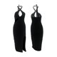 thumbnail image 5 of SAYOO Vestido de costura lateral de bodycon, vestido largo sin mangas con cuello de tirante cruzado de color sólido SAYOO moda, 5 of 6