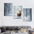 thumbnail image 4 of Nawypu  Christmas Canvas Wall Art Deer in Winter Snowy Forest Picture Prints Animal Poster Artwork Christmas Party Wall Decor Framed 12''x16''X3 Panels, 4 of 4
