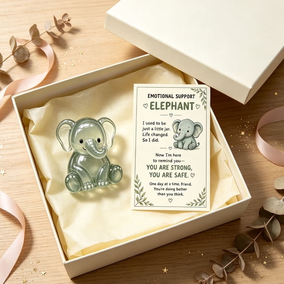 Emotional Support Glass Animal Gift Set, Cute Pocket Hug Desk Decor with Encouragement Card, Meaningful Animal Designs, Comfort Gift for Friends, Coworkers and Family, B