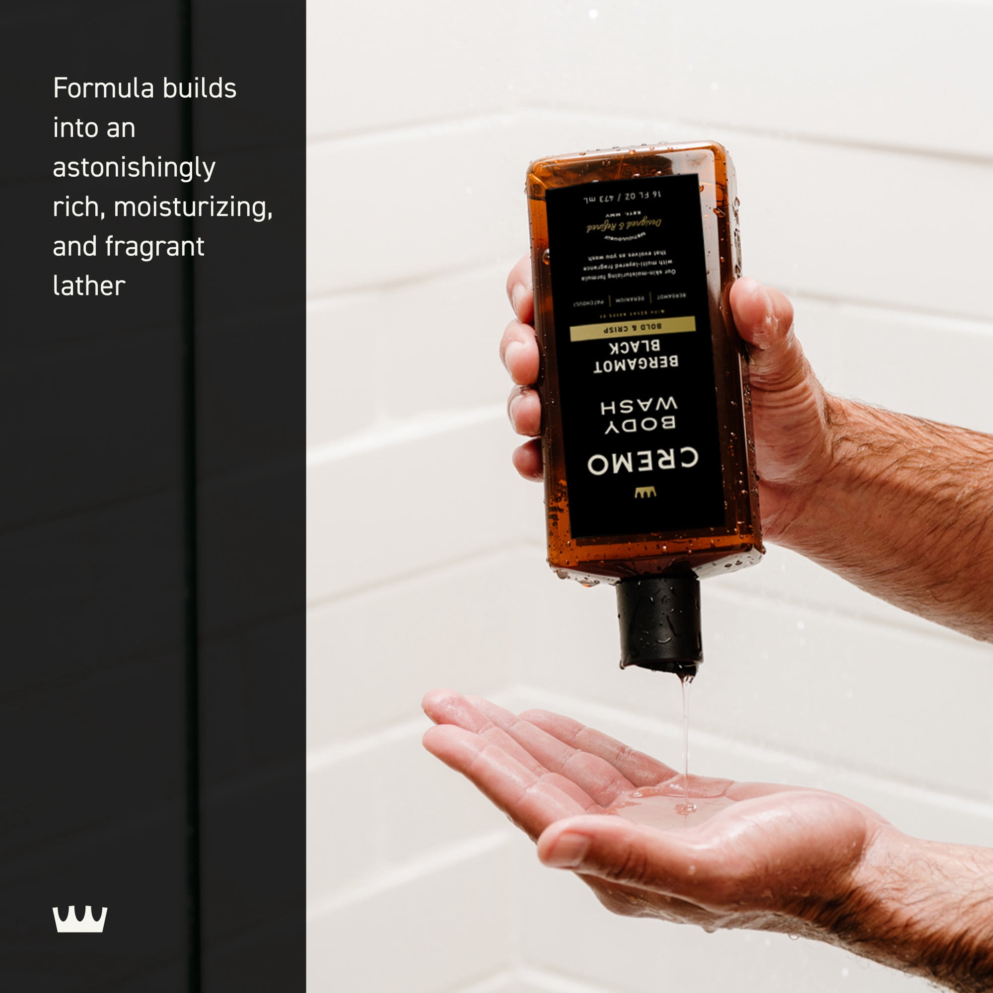 Cremo Men's Body Wash, Bergamot Black Scent, 16 fl oz