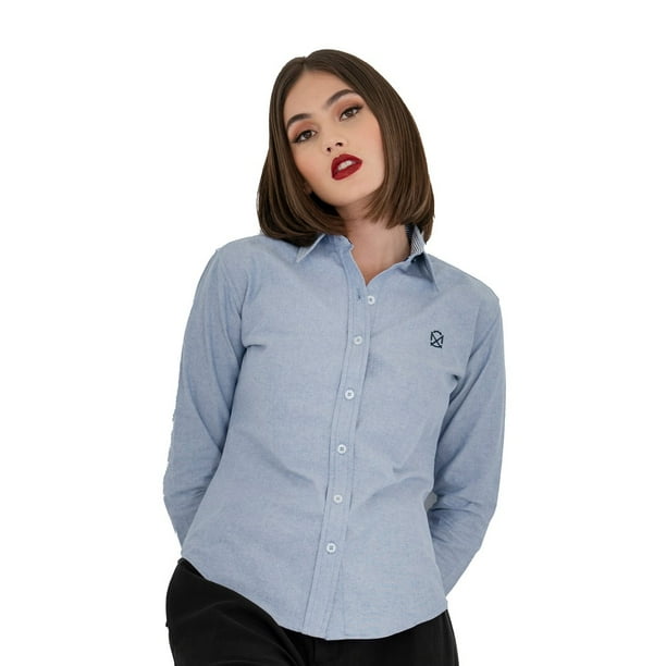 Camisa Basica Casual Dama Regular Fit Azul Chica Muletta MULETTA Camisa Azul Dama