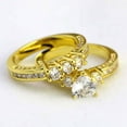 thumbnail image 6 of 2 Matching Rings Couple Ring Yellow Gold Plated Heart 1CT CZ Women Wedding Ring Sets Female, 6 of 7