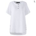 thumbnail image 1 of Camiseta a cuadros Mujer Botón de verano Blusa de manga corta Top suelto, Blanco, L tholdsy AP001353-03, 1 of 7