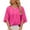 Pink, variant on TEMOFON Womens Blouses Summer Casual Tops Dressy T Shirts Pleated Scoop Neck 3/4 Sleeve Office Work Chiffon Shirts Black