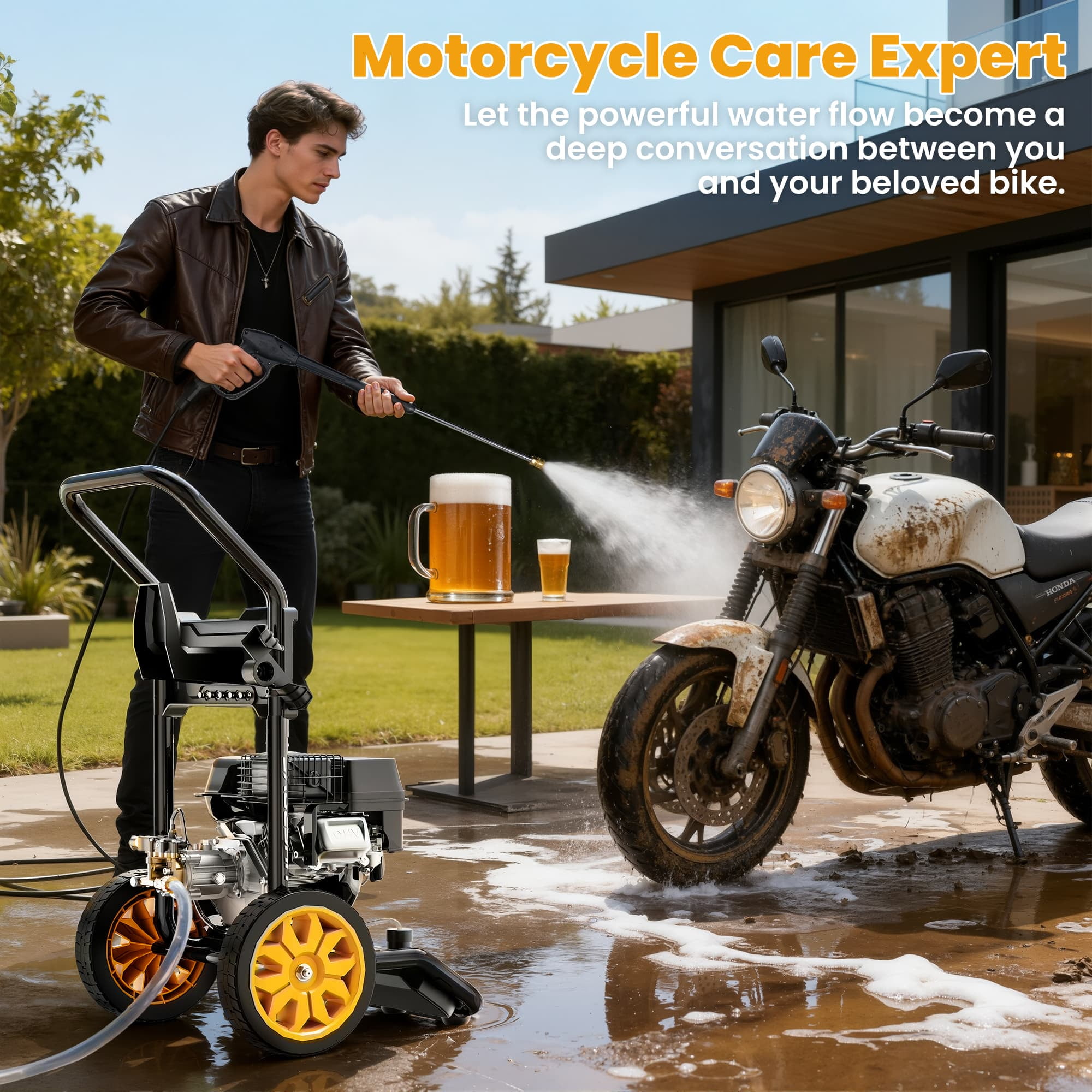 Syngar 4000PSI Pressure Washer with 27FT High-Pressure Hose & 5 Nozzle & Spray Gun, 2.6GPM, Gas Pressure Washer for Patio & Garage