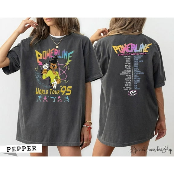 Retro Disney Powerline Comfort Colors T-Shirt, Powerline Stand Out Tour, Powerline, Goofy Movie, Powerline World Tour, Disney Goofy Movie, Pepper Color, Size S