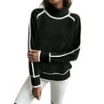 thumbnail image 5 of Fall Sweaters for Women Trendy Cute Cozy - Long Sleeve Colorblock Knitted Pullover Tops Black S, 5 of 9