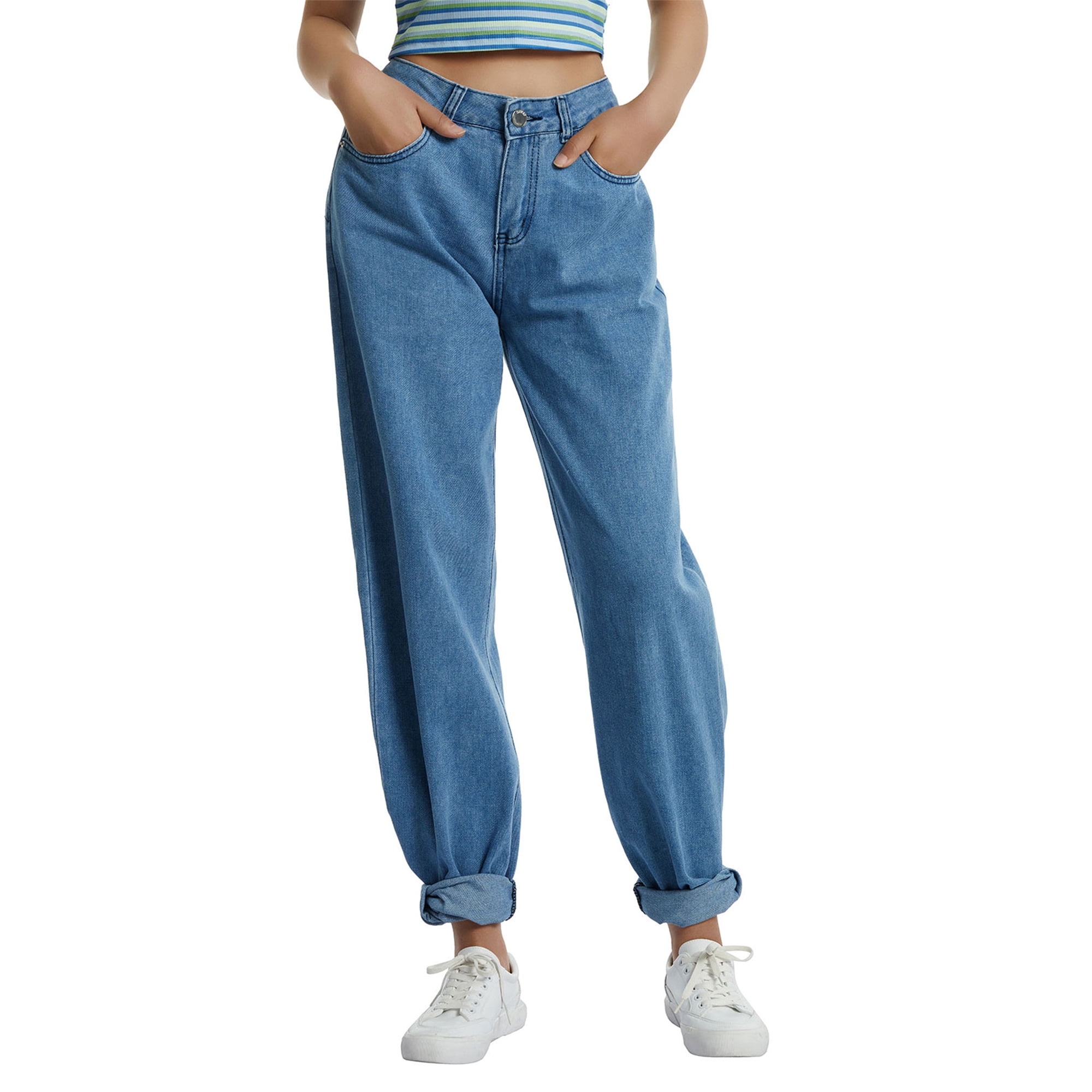 Xiaxaixu Women Hip Hop Denim Pants High Waist Relaxed Fit Wide Leg Jeans Other