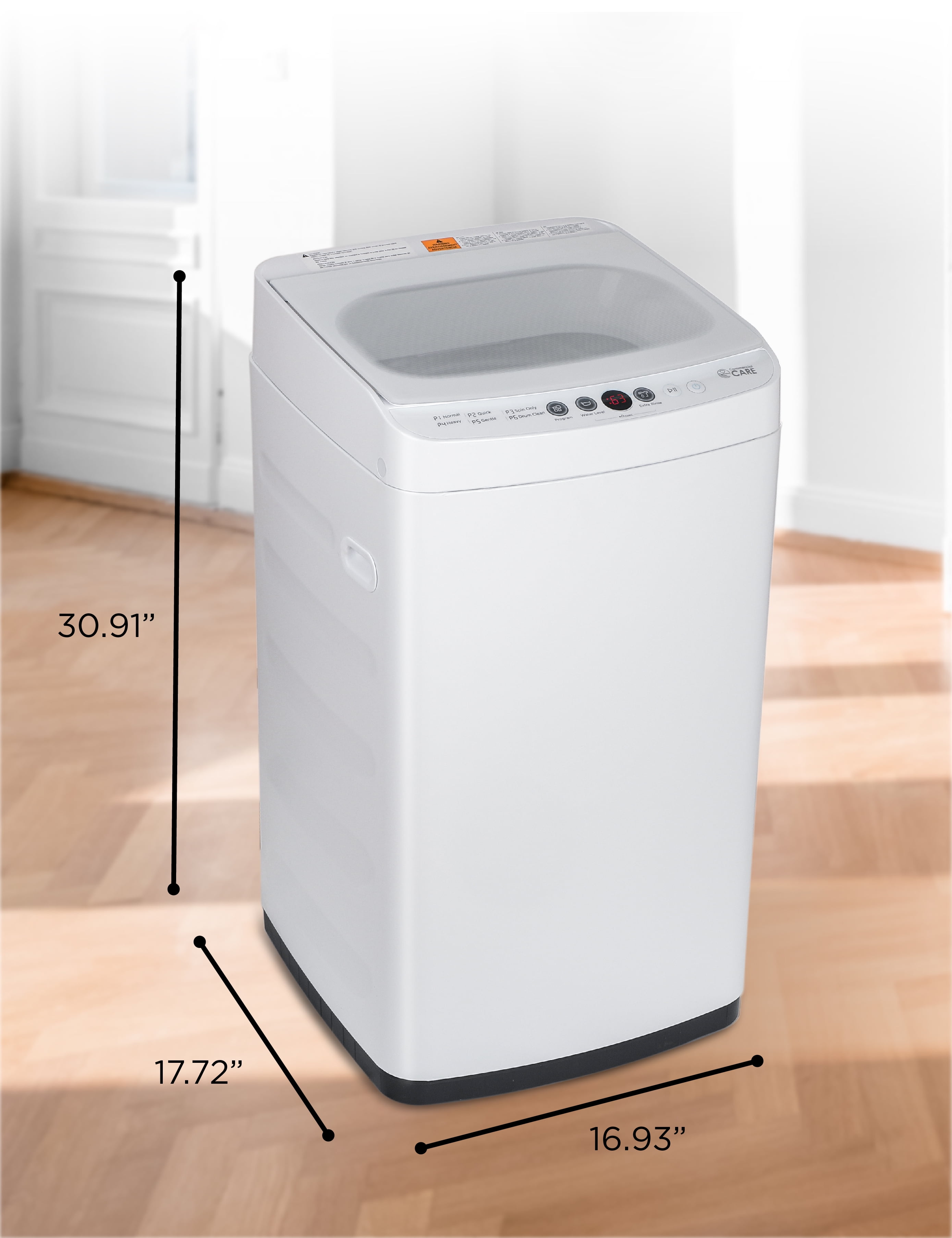 Commercial Care 0.9 Cu. Ft. Portable Washing Machine, Compact Washing Machine with 6 Wash Cycles, White