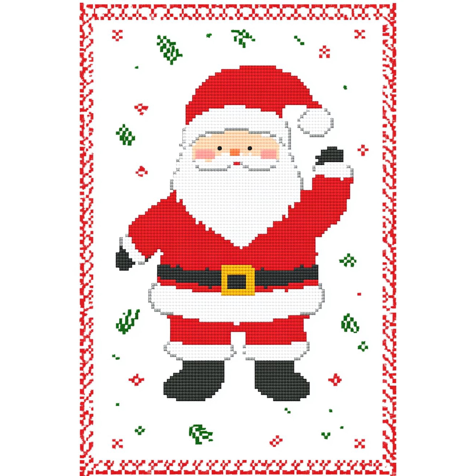 DIY Cross Stitch Kit for Beginners Simple Cartoon Santa Claus 11CT Embroidery Kit with Pattern Stamped Count by Numbers Craft Kit 40x50cm-4