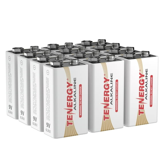 Tenergy 9V Size (6LR61) Alkaline Batteries Non-Rechargeable 9 Volt Battery, 12 Pack