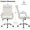 thumbnail image 3 of Modern Leather Conference Room Chair, High Back Home Office Chair – Adjustable Height Swivel Executive Computer Chair with Padded Seat & Armrest (White Frame with Gold Accents), 3 of 16