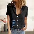 thumbnail image 2 of EQWLJWE Chemises pour Femmes Liquidation Femmes Manches Courtes Décontracté Femmes Été Imprimé Fascinant Régulier Bouton Col Rabattu Manches Courtes Femmes Manches Courtes Haut, 2 of 8