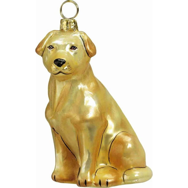 Sitting Yellow Labrador Retriever Polish Glass Christmas Ornament