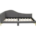 thumbnail image 3 of Full Size Upholstered Daybed with Headboard and Armrest, Linen Fabric Sofa Bed Daybed with Support Legs and Wood Slat Suppor for Bedroom, Guest Room, 3 of 8