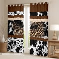 thumbnail image 2 of Western Curtains & Drapes 2 Panels 42"Wx84"L,Brown Leopard Print Curtains Black and White Cowhide 30%-50% Blackout Curtains,Milk Cow Print Patchwork Wild Animal Hide Western Bedroom Decor, 2 of 6