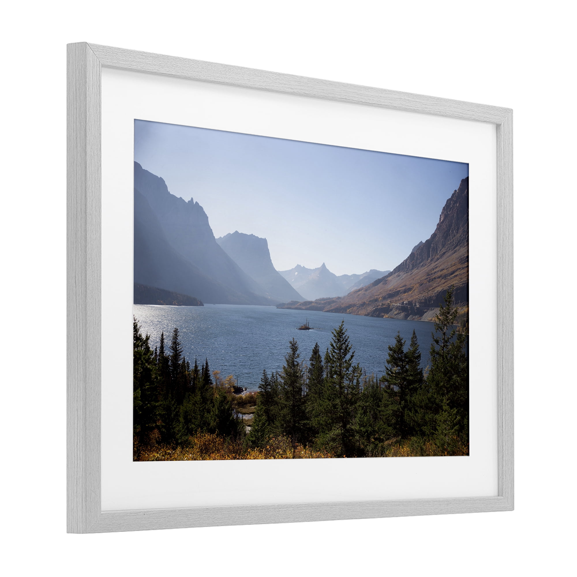 Stupell Industries Cliffs Overlooking Lake Gray Framed Print Under Glass, design by Carol Robinson