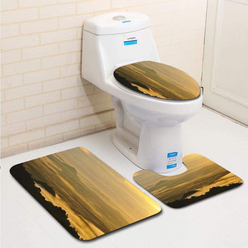 Xddja Beautiful Misty Early Morning Mountains 3 Piece Bathroom Rugs Set Bath Rug Contour Mat And Toilet Lid Cover Walmart Canada