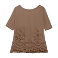 thumbnail image 4 of ZJXFGS Peasant Blouses for Women Square Neck Tops for Women Womens Work Tops Y2K Tops Womens' Tops Tees & Blouses Women Blouses Dressy Casual Cute Tops for Teens Coffee XL, 4 of 5