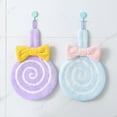 thumbnail image 3 of Kitchen Towels Hand Towels For Bathroom,Cartoon Lollipop Shape Kitchen Can Hang Quick Drying Absorbent Coral Fleece Towel,Blue, 3 of 7