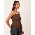thumbnail image 3 of Moomaya Solid Peplum Tops For Women, Casual Smocked Strap Tube Tunic, 3 of 8