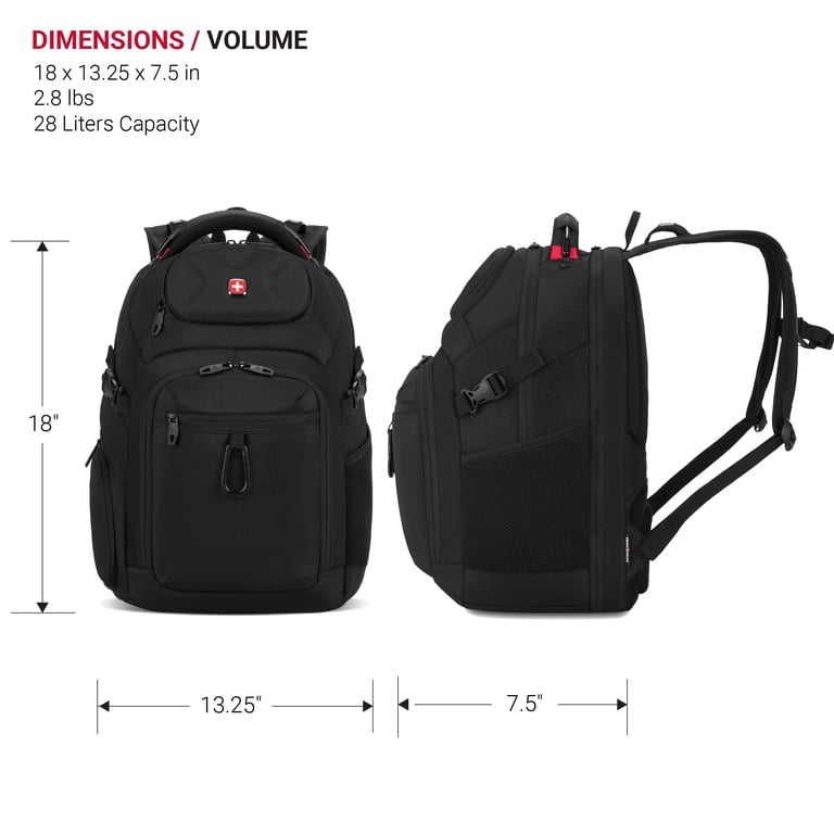 SWISSGEAR Stride ScanSmart 17" Laptop Backpack, Black photo 7
