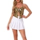 thumbnail image 1 of Camiseta metálica sin espalda para mujer Inspire Chic, con tirantes asimétricos y halter, top brillante L dorado oscuro, 1 of 6