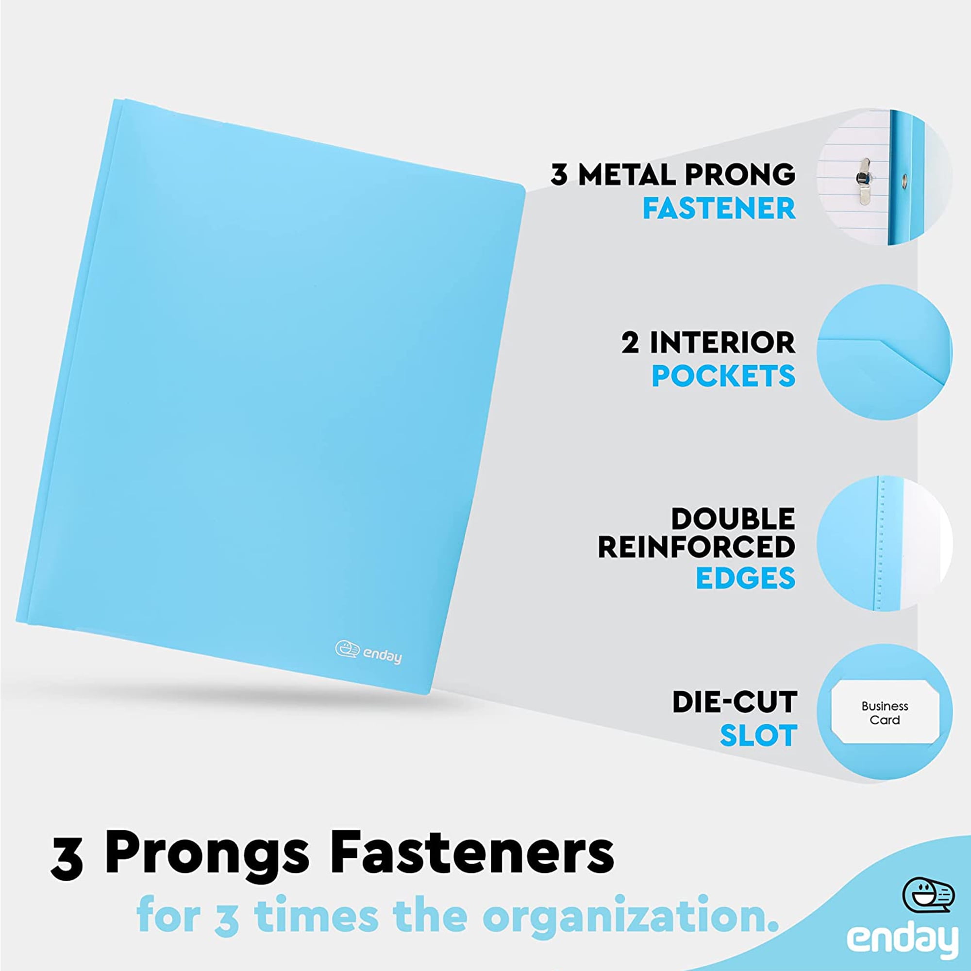 Enday Folder with Pockets and Prongs 2 Pocket Portfolio Folder for School and Office, Multicolor 6 pcs