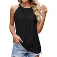 thumbnail image 3 of Freemale Camiseta sin mangas para mujer de ajuste holgado, camisola de verano con ojales, plisada, sin mangas, halter, 3 of 5