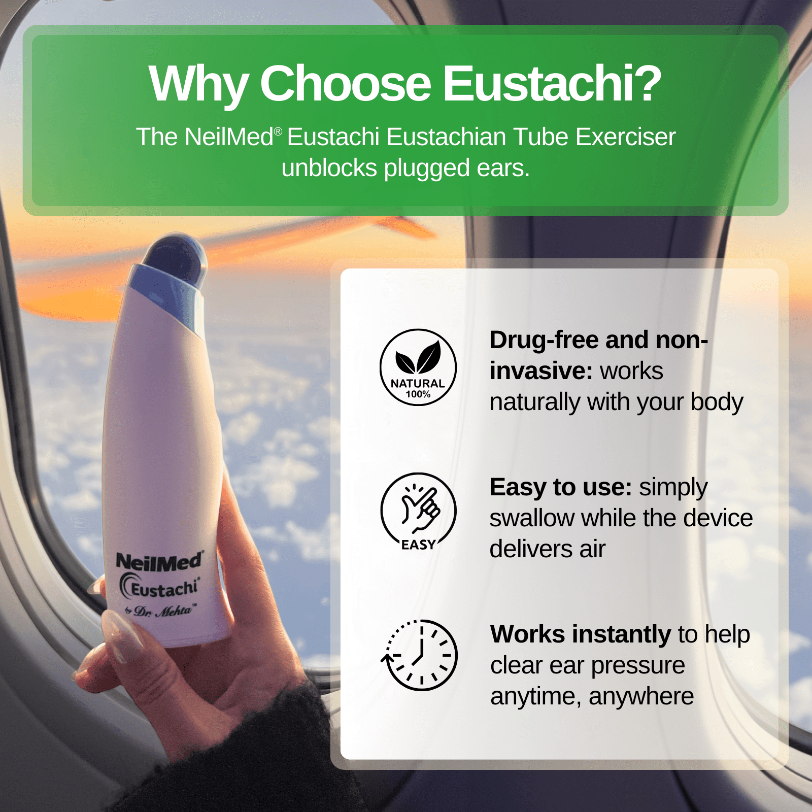 NeilMed Eustachi Ear Pressure Relief Device, 1 count, for Blocked Ears