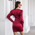 thumbnail image 3 of Vestido de manga larga, vestido de mujer con escote en V, vestido informal con escote en V, rendimiento de primera categoría, 3 of 5