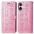 thumbnail image 1 of Funda Cartera FOXDOCK para iPhone 16 , Flip PU con Relieve de Gatos y Perros, Tarjetero y Soporte, 1 of 6
