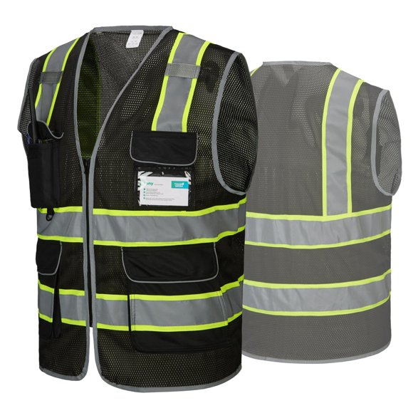 Chaleco de seguridad COOLJOB con 9 bolsillos y reflectante, ANSI Clase 2