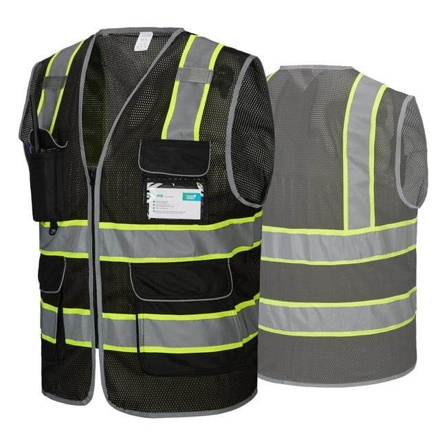 Chaleco de seguridad COOLJOB con 9 bolsillos y reflectante, ANSI Clase 2