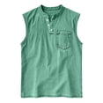 thumbnail image 3 of USNSM Sleeveless Shirts for Men Distressed Washed Tank Tops Henley Button Down V Neck Shirt with Pocket Vintage Solid Tee Top Green XXXL, 3 of 4