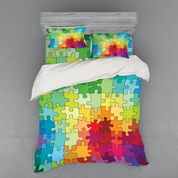 Ambesonne Abstract Bedding Set 4 Pcs, Colored Hobby Game, Queen, Multicolor