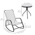thumbnail image 3 of Outsunny 3 Pieces Patio Bistro Set, Patio Rocking Chairs Set of 2, White, 3 of 10
