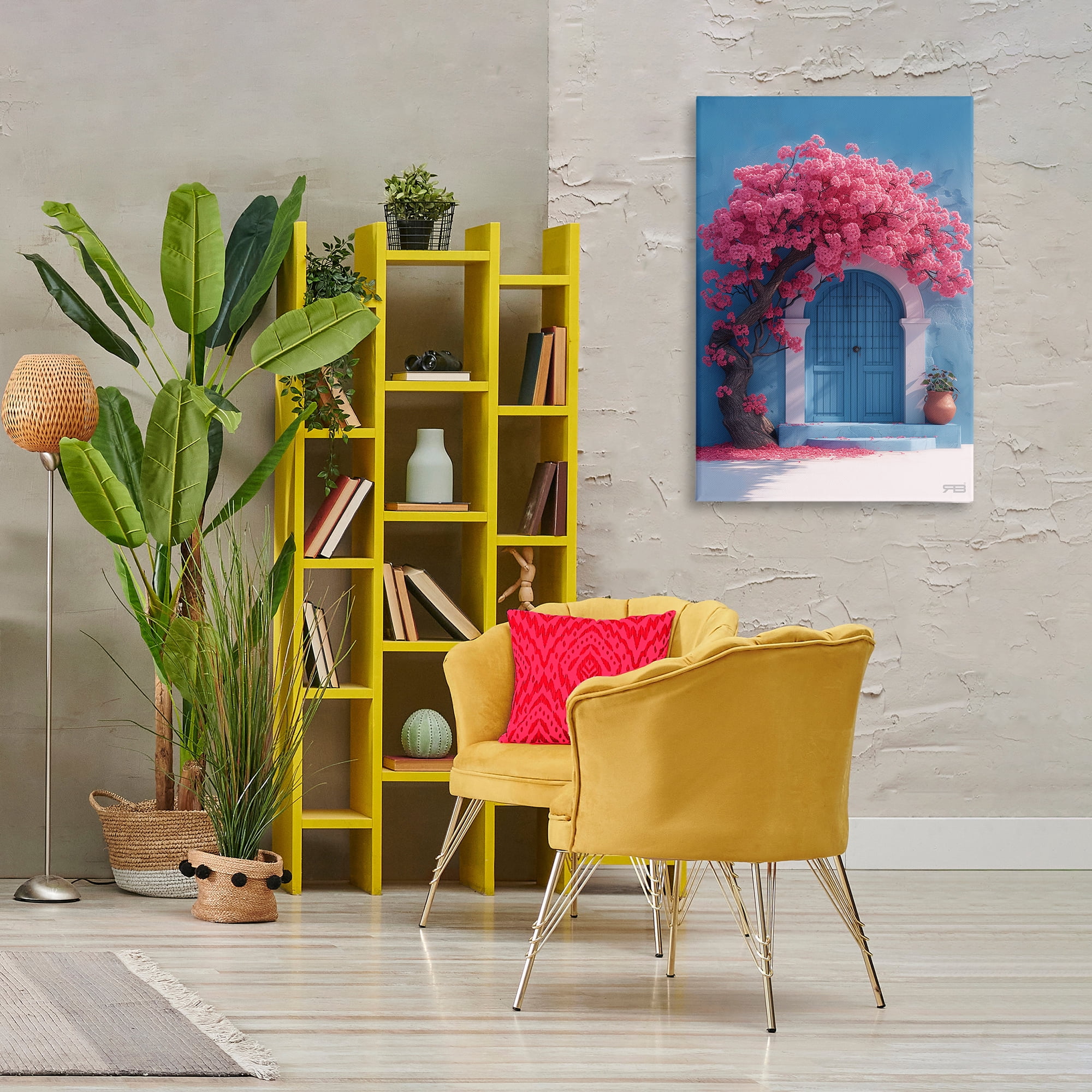Stupell Industries Tree Circling Doorway Buildings & Architecture Painting Wrapped Canvas Art Print Wall Art, 24 x 36
