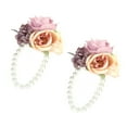thumbnail image 3 of 2Pcs Faux Pearl Wrist Flower Set Wedding Bracelet Artificial Floral Accessory for Bride Mother Day, 3 of 7