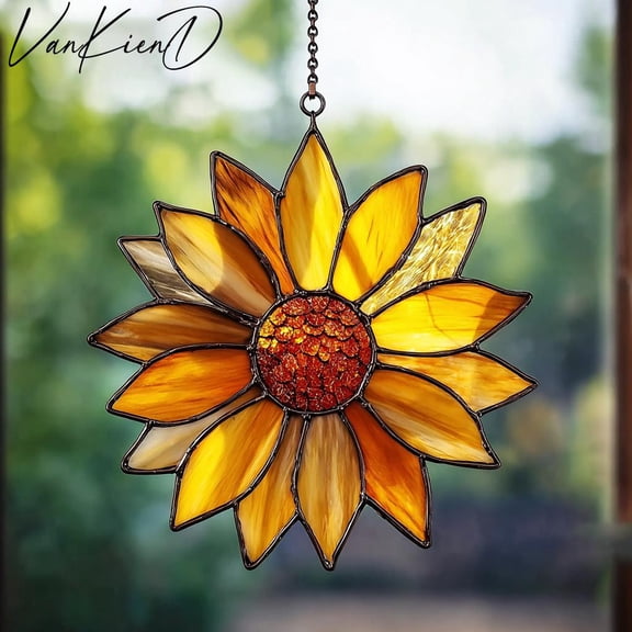 Sunflower Stained Glass Suncatcher Window Hanging Home Decor Floral Flower Gift