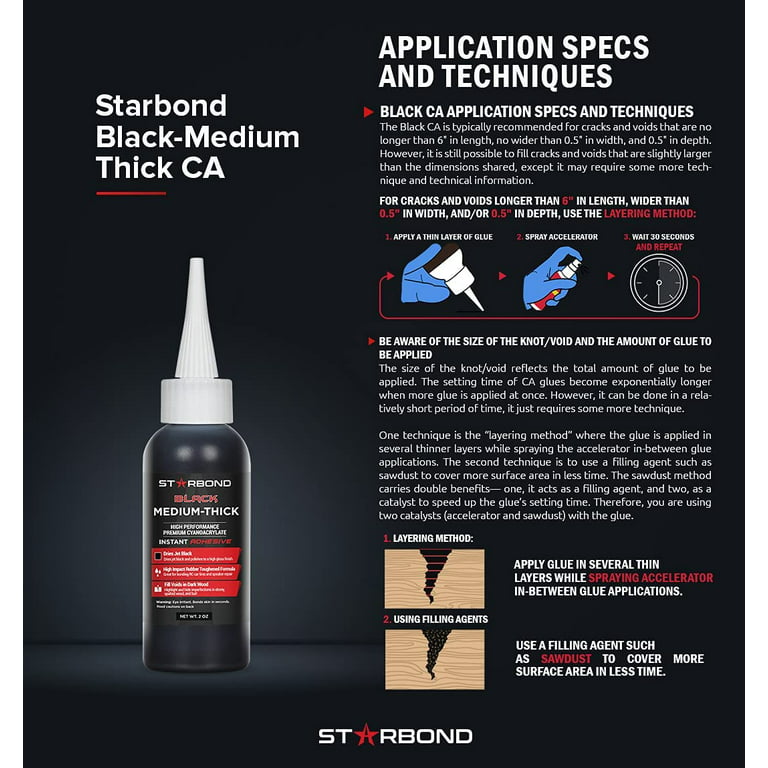 Starbond EM-40 Heavy Thin CA Super Glue for Wood Finish, Inlays