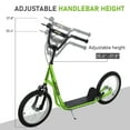 thumbnail image 3 of Aosom Youth Scooter Kick Scooter for Kids 5+ with Adjustable Handlebar Front and Rear Dual Brakes Inflatable Wheels, Light Green, 3 of 9