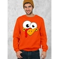 thumbnail image 2 of P&B Thanksgiving Silly Turkey Face Crewneck Sweatshirt, S, Orange, 2 of 5