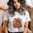 thumbnail image 2 of Flaming Pumpkin Graphic T-Shirt | Unisex Spooky Season Outfit, Navy, Size S, 2 of 6