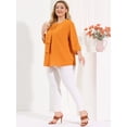 thumbnail image 3 of Women's Plus Size Work Round Neck Ruffle Chiffon Blouse Top Orange 1X, 3 of 6