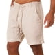 thumbnail image 2 of Pantalones de Lino de los Hombres Pantalones Cortos de Playa Ligeros Color Sólido, Cordón Frontal Plano Recto, 2 of 9
