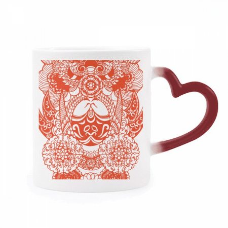

Chinese Beijing Opera Head Heat Sensitive Mug Red Color Changing Stoneware Cup