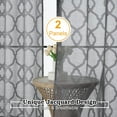 thumbnail image 2 of shiyou-Sheer Gray Curtains 36 Inch Length 2 Panels Set, Short Tier for Small Window, Light Filtering Geometric Jacquard Textured Semi Sheer for Kitchen Bathroom, 42x36 Inch, 2 of 4