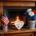 thumbnail image 6 of Beautynvta 4th of July Decorations Wooden Heart Ornaments, Patriotic Memorial Day Tiered Tray Decor, American Flag Decor Heart Signs for Shelf Fireplace Table Decor, 6 of 6