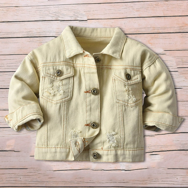 Otqutp Children Warm Winter Tops Baby Boys Girls Denim Jacket Kids
